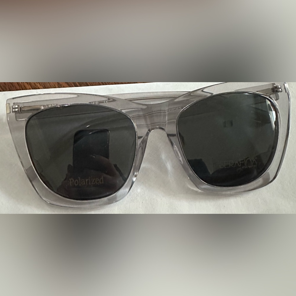 Serafina Clear and Black Polarized Cat Eye Sunglasses